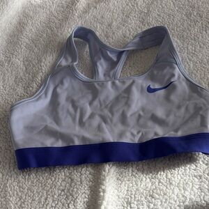 Nike Women's Light Gray and Royal Blue Sports Bra